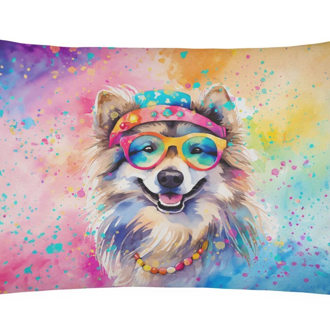Edge Collections - 12" X 16" - Multicolor - Pillow Throw Dawg Hippie Throw Keeshond 2519 - 1 Piece